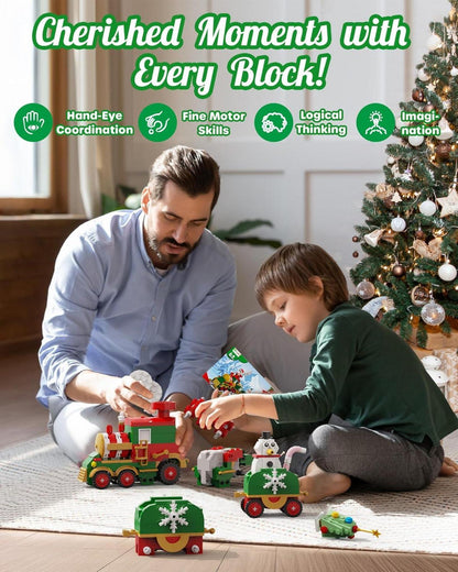 D-FantiX Adventskalender Zug Bausteine LED Weihnachten Geschenk 24 Tage
