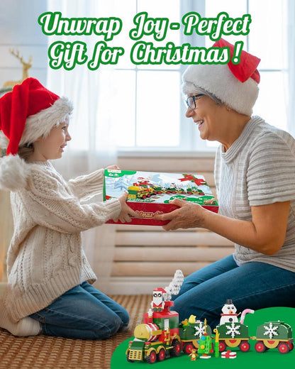 D-FantiX Adventskalender Zug Bausteine LED Weihnachten Geschenk 24 Tage