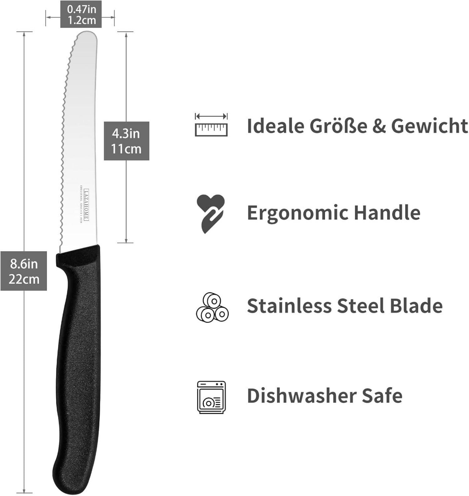 LAZAHOME Tafelmesser Set, 12er Frühstücksmesser