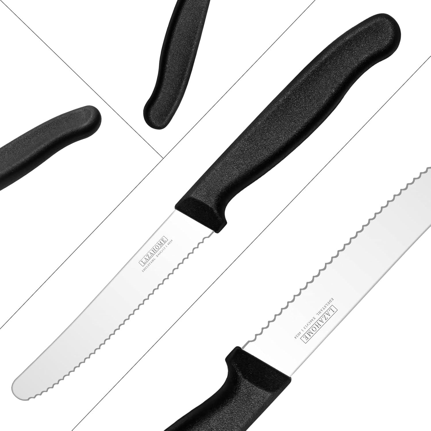12-teiliges Frühstücksmesser Set mit Wellenschliff aus Edelstahl
