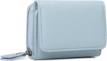 Damen Trifold Geldbörse Leder Kleine Brieftasche Blau