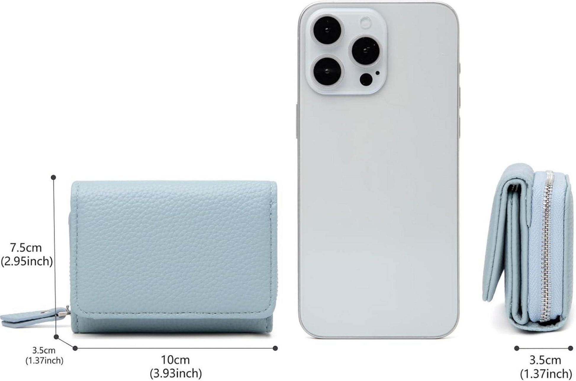 Damen Trifold Leder Geldbörse mit 6 Kartenfächern, Blau