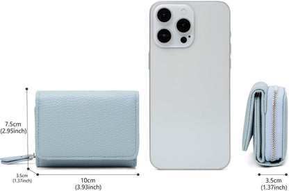 Damen Trifold Leder Geldbörse mit 6 Kartenfächern, Blau