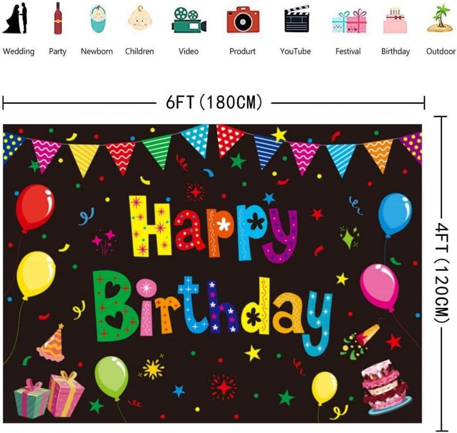 INRUI Fotohintergrund Regenbogen-Luftballon Party-Dekoration 1,8 x 1,2 m