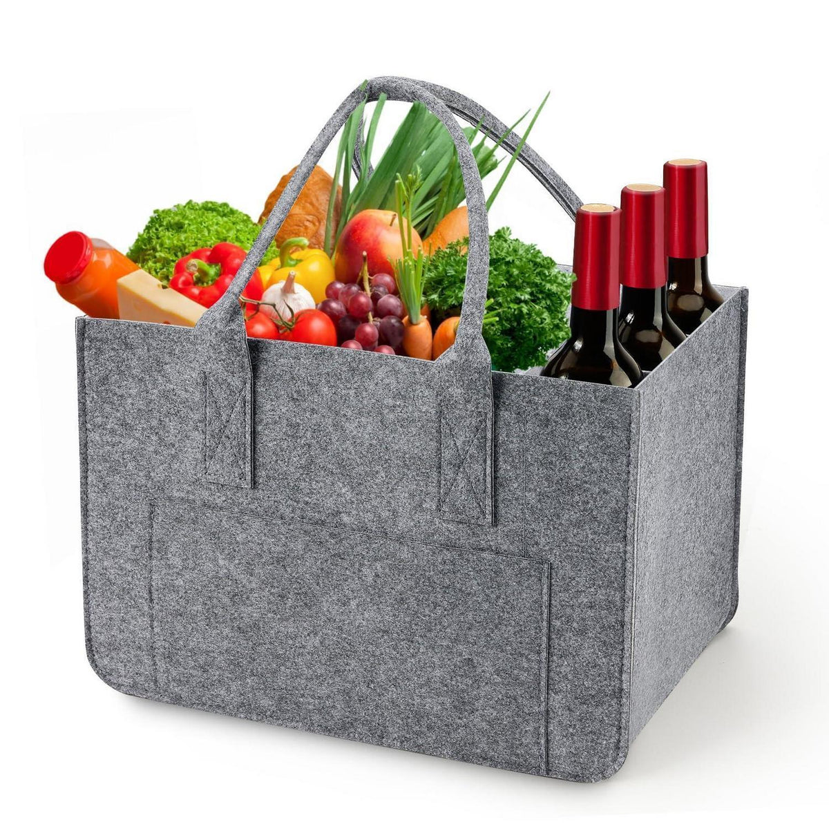 Filztasche Einkaufstasche mit Fächern & Weinflaschenhalter
