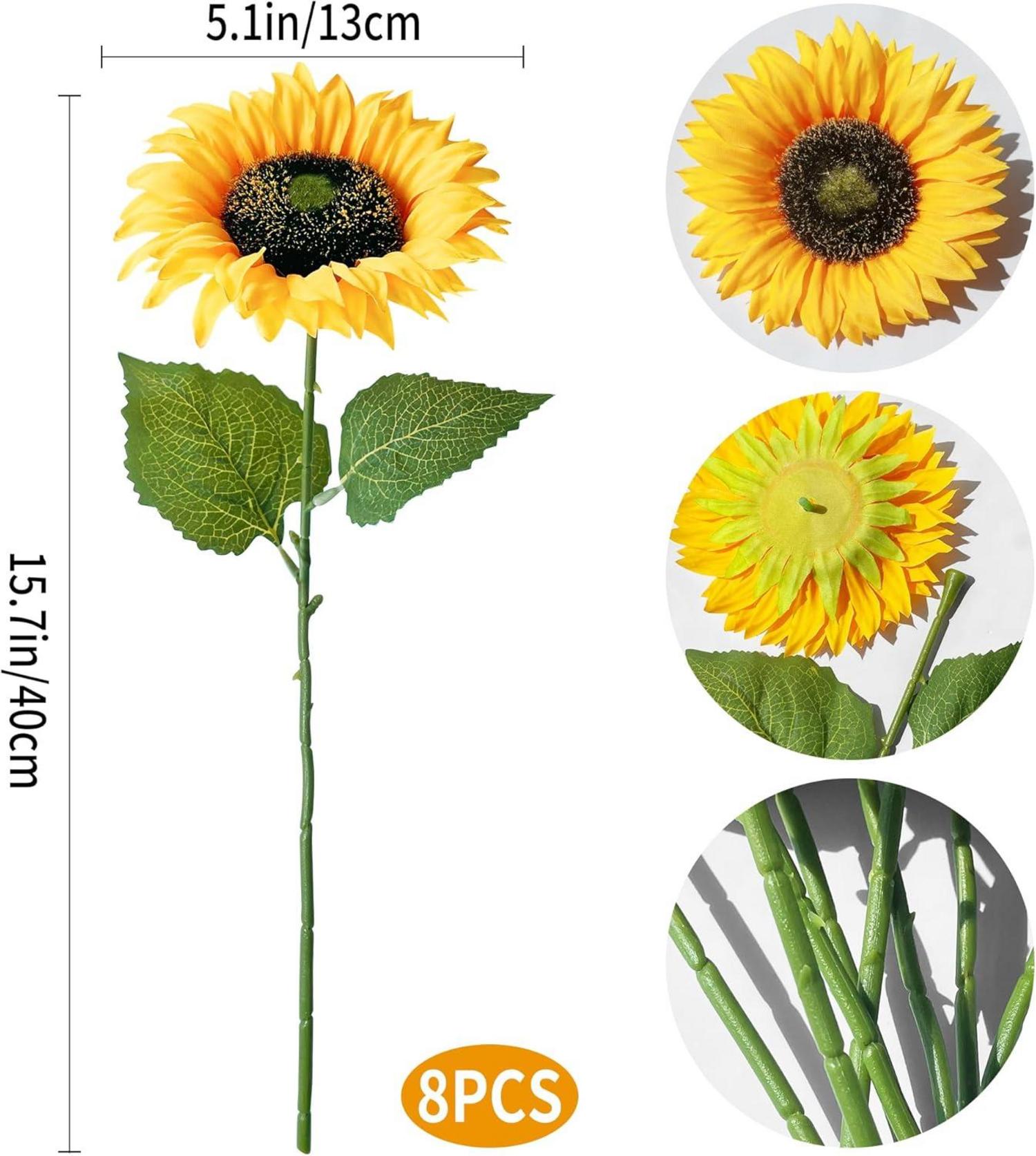 Künstliche Sonnenblumen Deko 8er Set 40cm Gelb Blumen Herbst Hochzeit