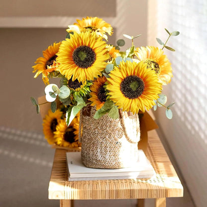 Künstliche Sonnenblumen Deko 8er Set 40cm Gelb für Hochzeit Tischdeko