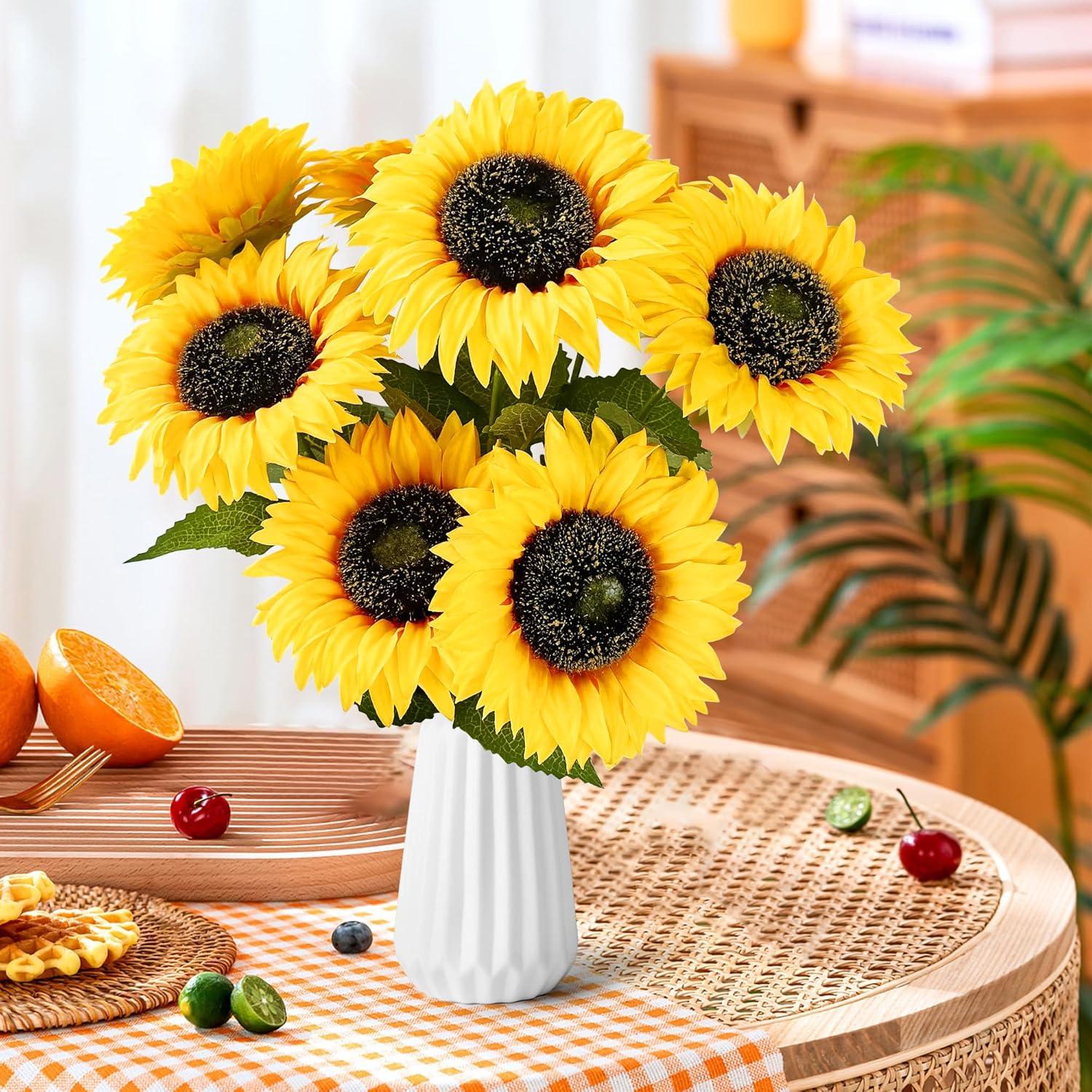 Künstliche Sonnenblumen 8er Set 40cm Gelb Deko Herbst Hochzeit