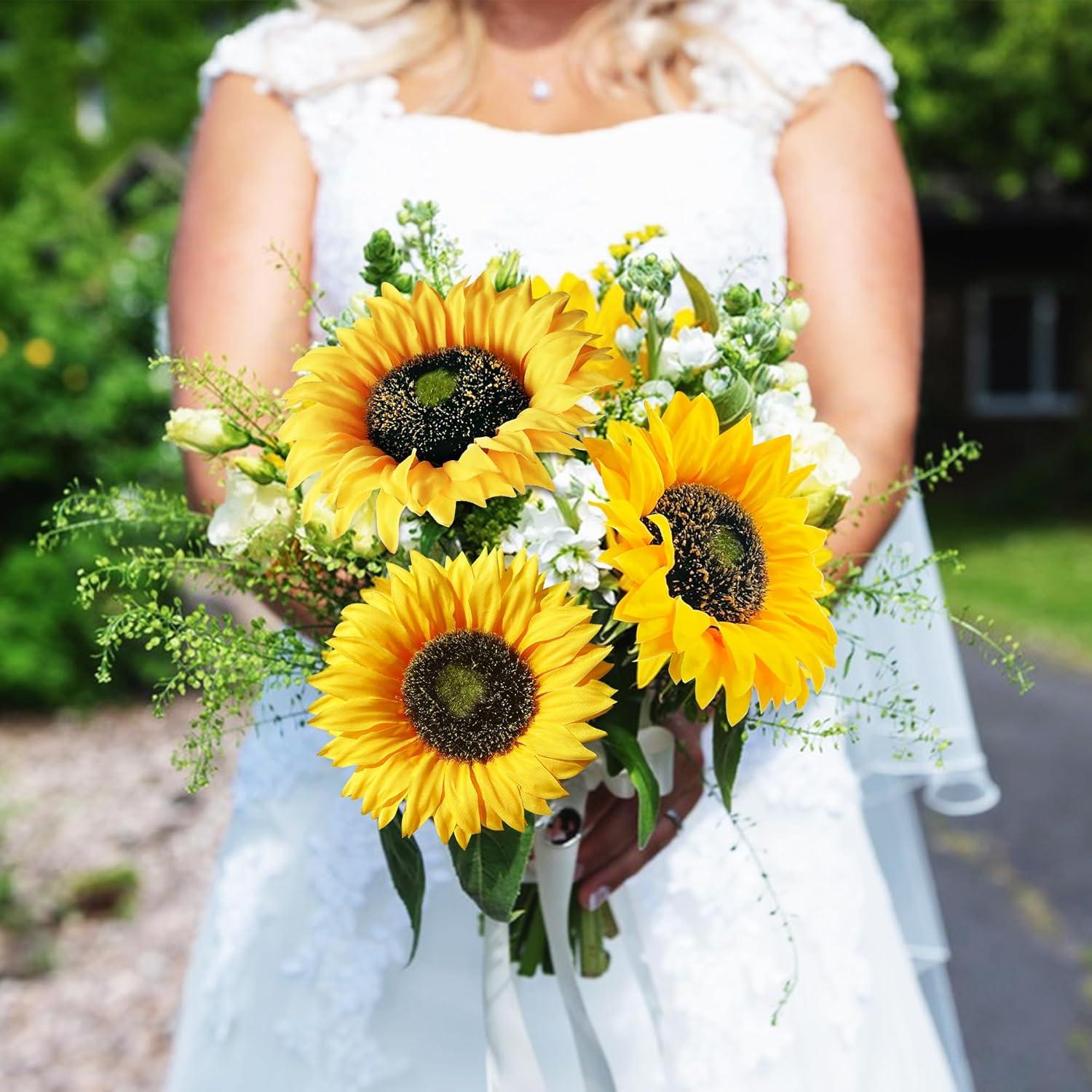Künstliche Sonnenblumen 8er Set 40cm Gelb Deko Herbst Hochzeit