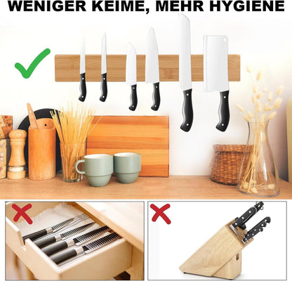 Herboom Magnetleiste Messer Bambus 40cm selbstklebend Magnet Messerhalter Zubehör