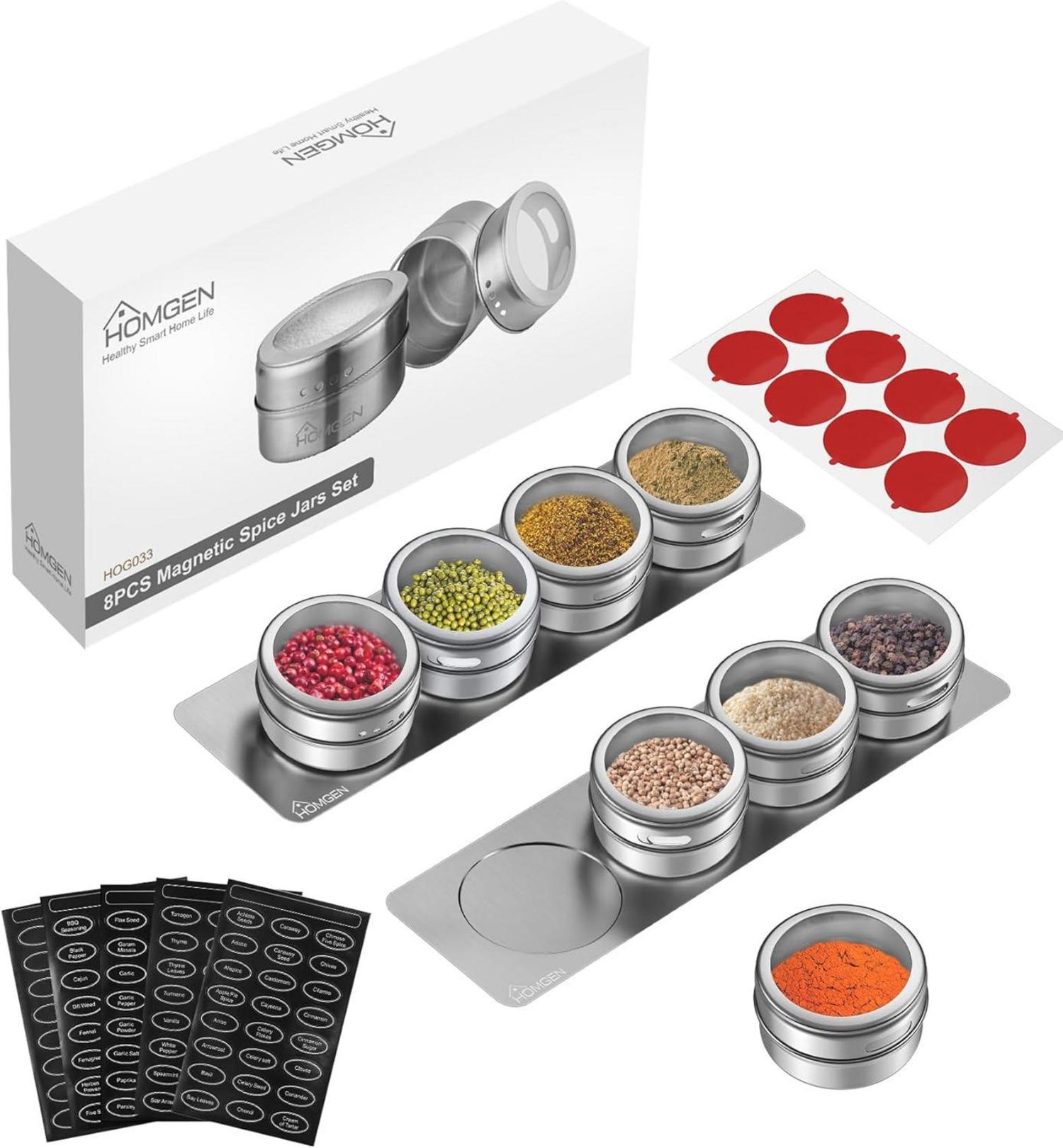Magnetische Gewürzdosen-Set Edelstahl 8 Stück 100ml Gewürzgläser Set