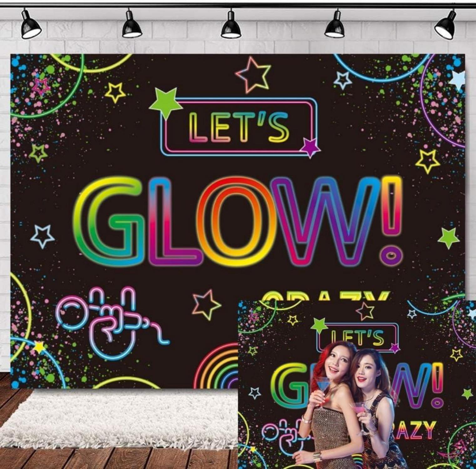 Fotohintergrund leuchtet im Dunkeln Neonfarben Graffiti 1.8x1.2m