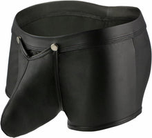 Herren Boxershorts Wetlook Männer String Kunstleder Schwarz