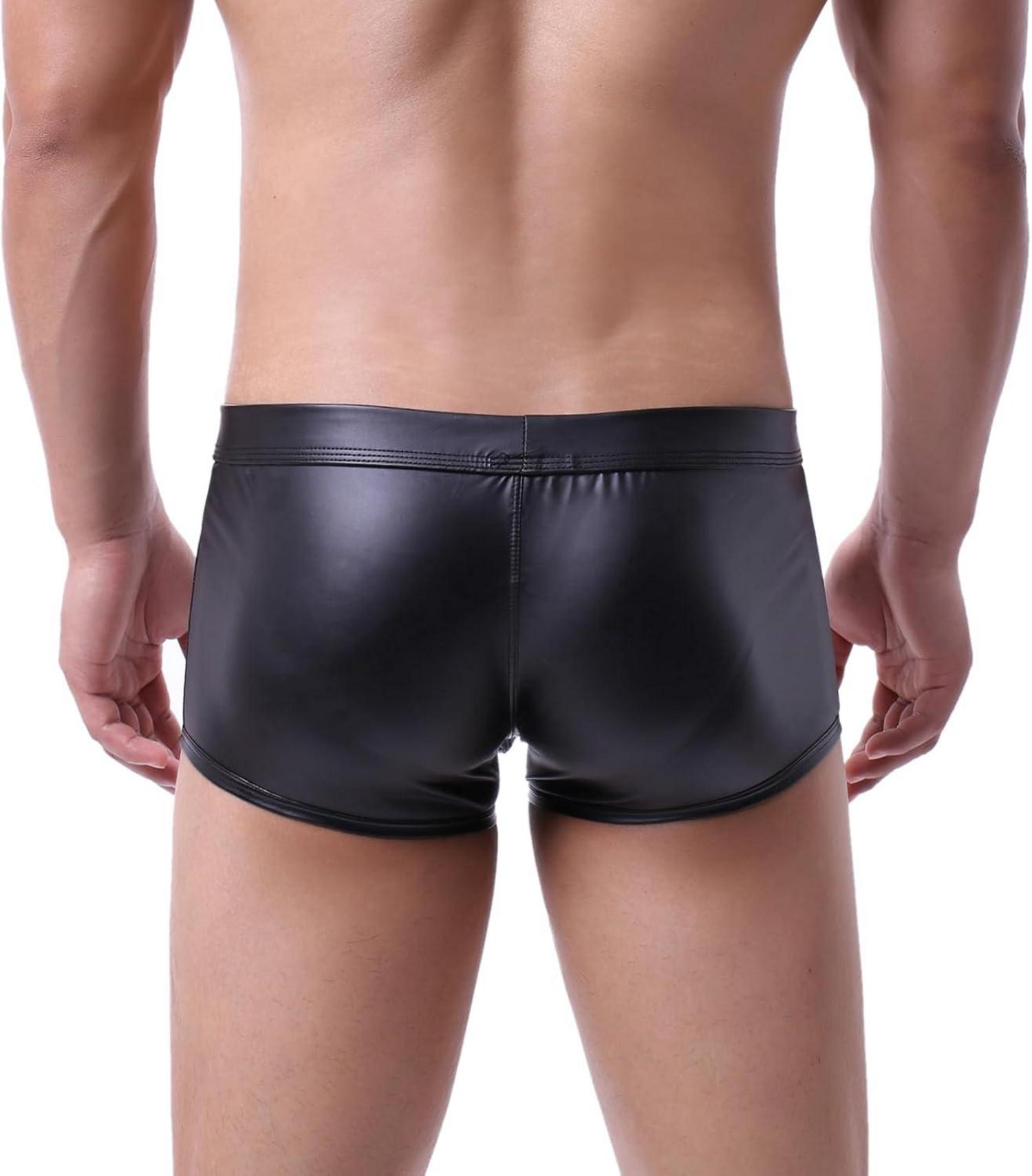 Moinha Herren Wetlook Boxershorts mit Druckknöpfen Schwarz M