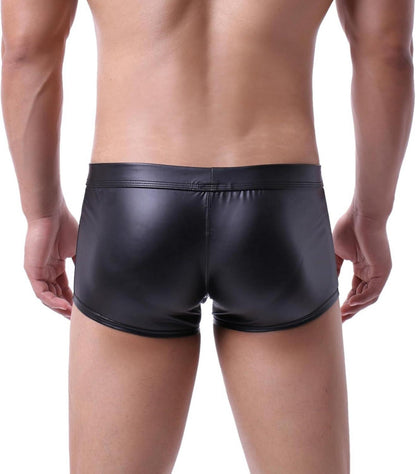 Moinha Herren Wetlook Boxershorts mit Druckknöpfen Schwarz M