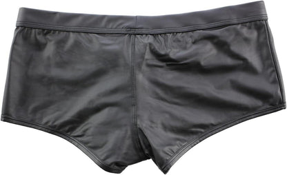 Herren Wetlook Boxershorts String Pouch Druckknöpfen Schwarz M