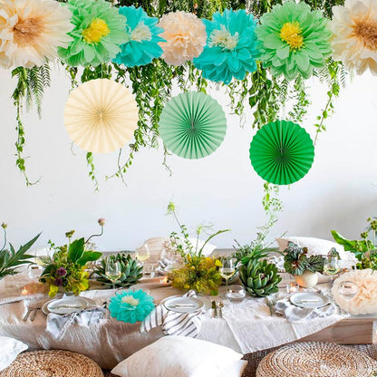 YBWanli Papierblumen Gartenparty Deko Grüner Dschungel Hochzeit Baby Party