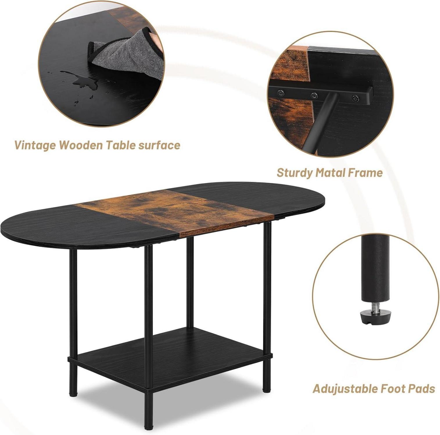 Nandae Couchtisch Holz Wohnzimmer Beistelltisch mit Ablagen