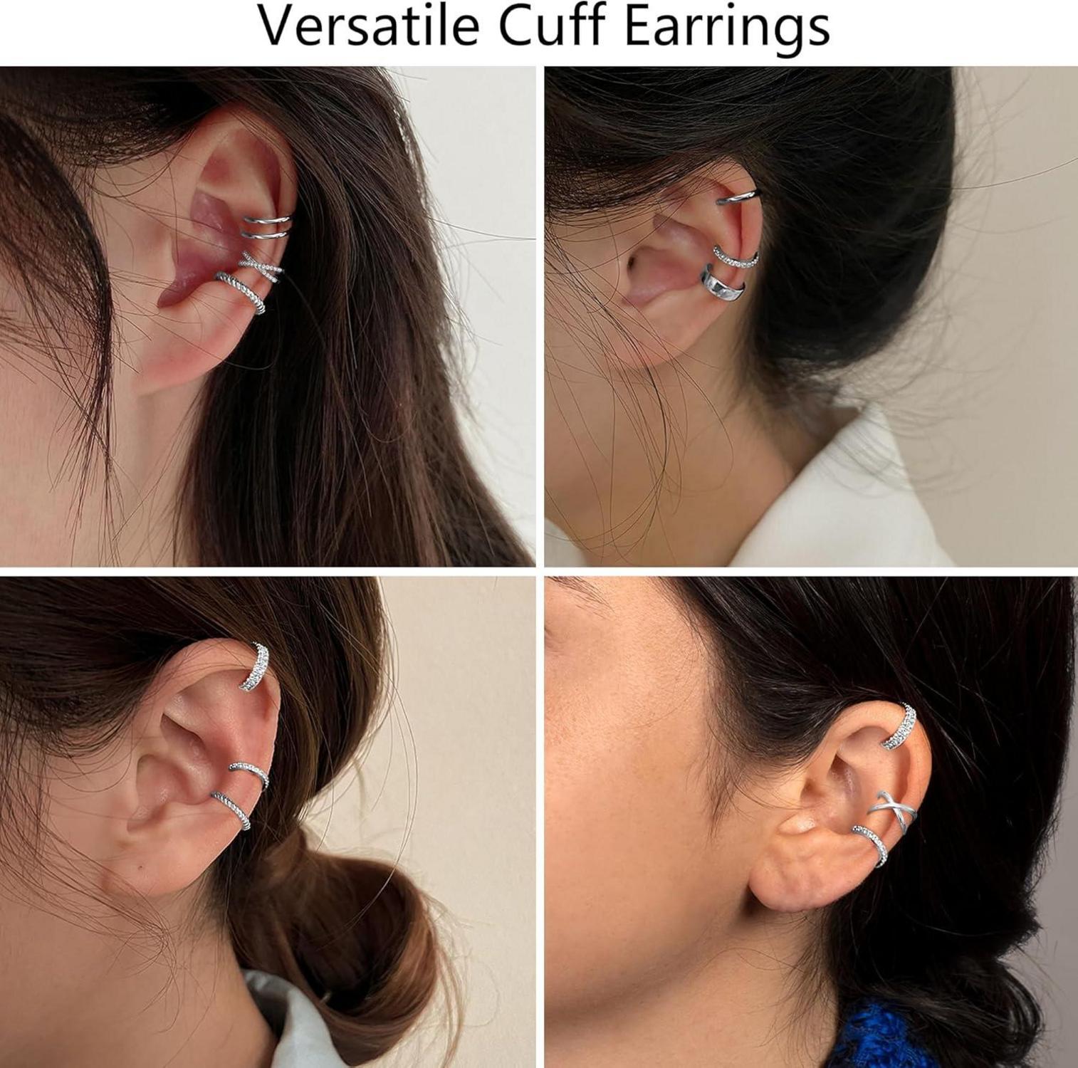 9 Stücke Ear Cuff Set 18 Karat Vergoldet Ohrklemme Damen Ohrringe Silber
