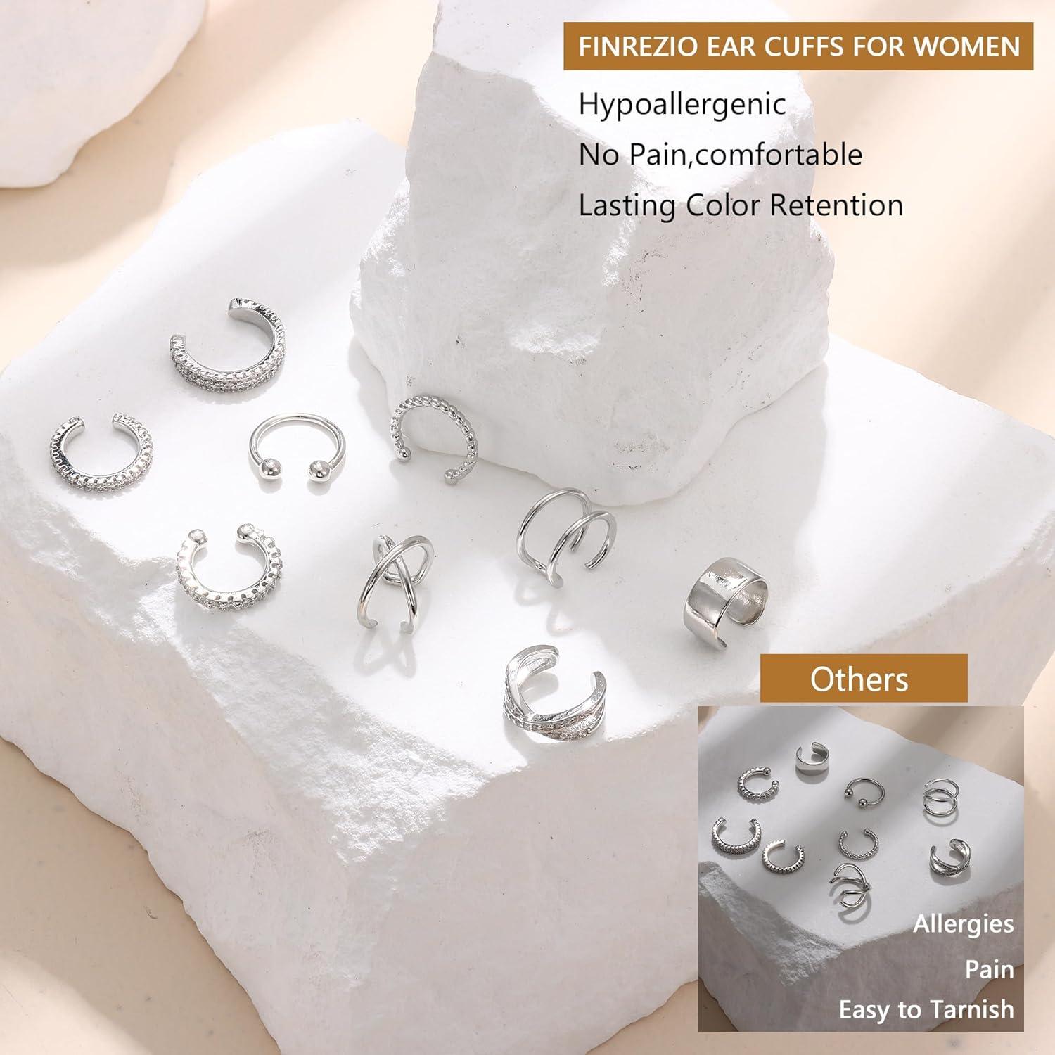 Ear Cuff Set Damen Ohrklemme 18 Karat Vergoldet Clip Ohrringe Non