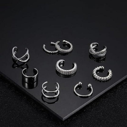 9 Stücke Ear Cuff Set 18 Karat Vergoldet Ohrklemme Damen Ohrringe Silber