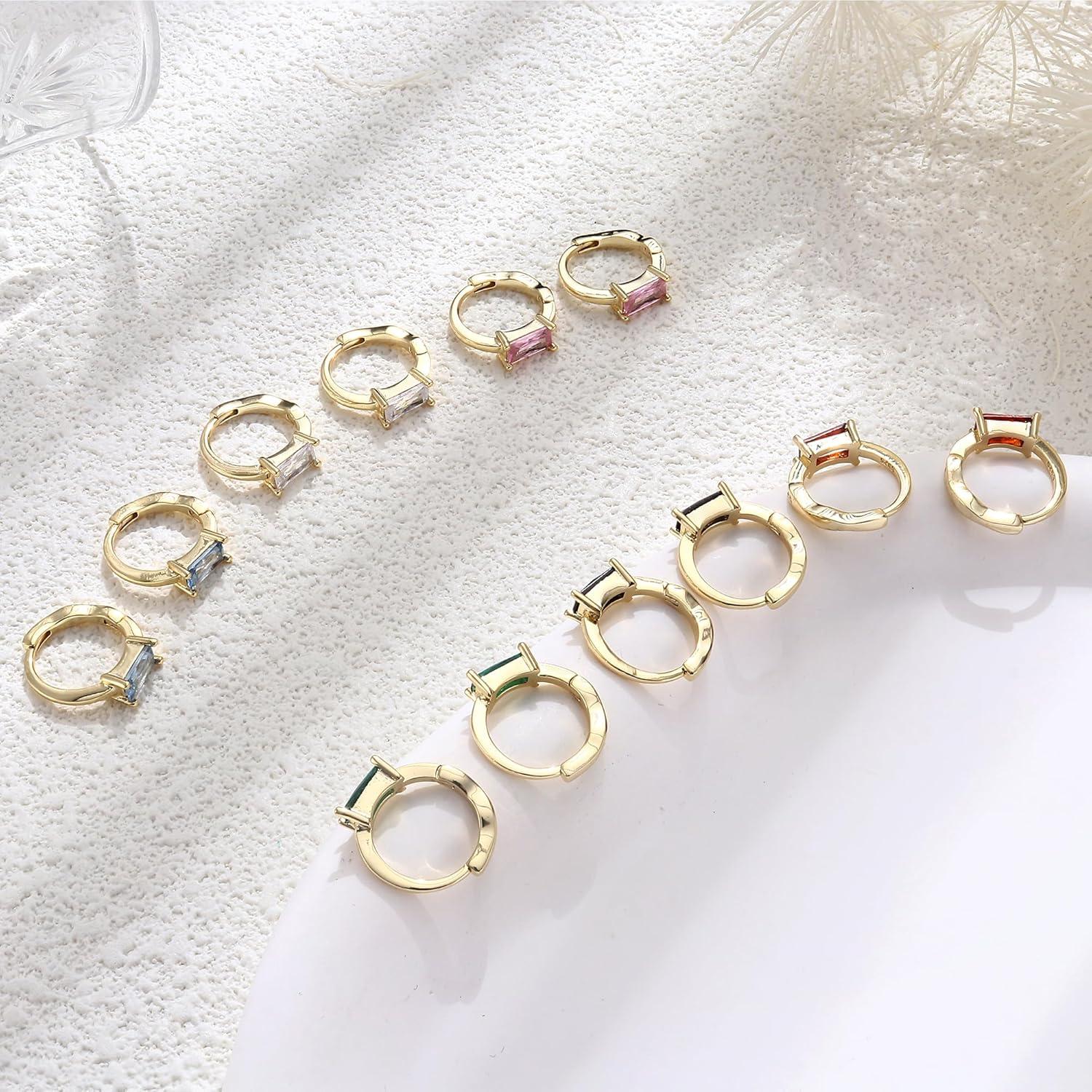 Goldene Creolen Ohrringe Damen 925 Silber vergoldet Zirkonia 14 Karat