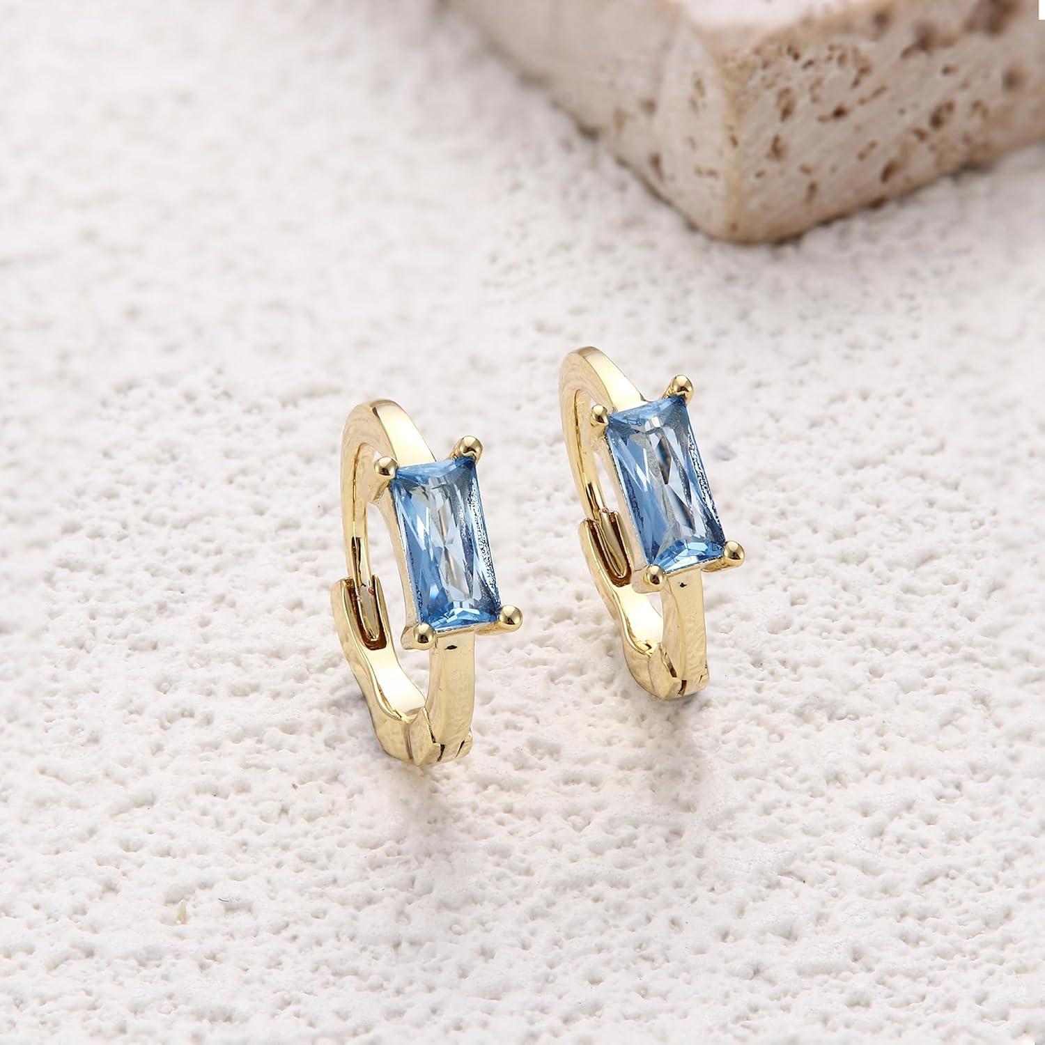 Goldene Damen Creolen 925 Silber 14K vergoldet Hypoallergen Zirkonia Ohrschmuck