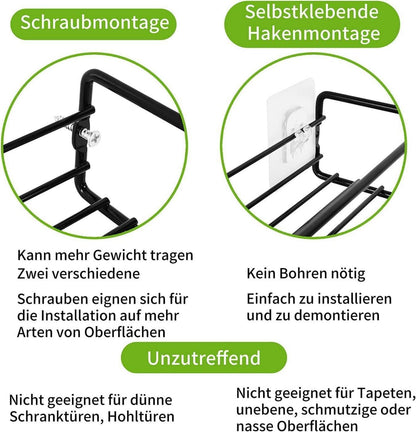 2er Set Gewürzregal ohne Bohren Hängend mit 12 Gewürzgläsern aus Holz