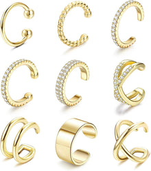 Goldene Ohrmanschetten Set für Damen - 18 Karat vergoldet