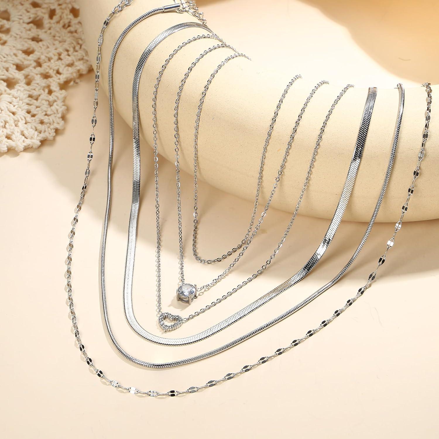 14K vergoldete Schlangenkette Choker Set Damen 6 Stück Gold Halskette