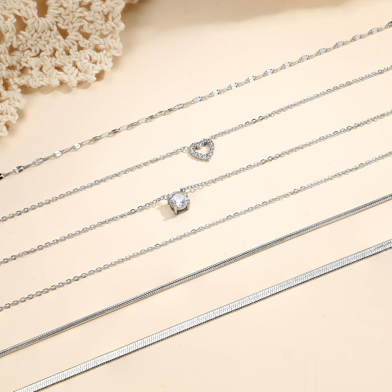 6er Set Damen Schlangenkette 14K Vergoldet Verstellbar Edelstahl Gold