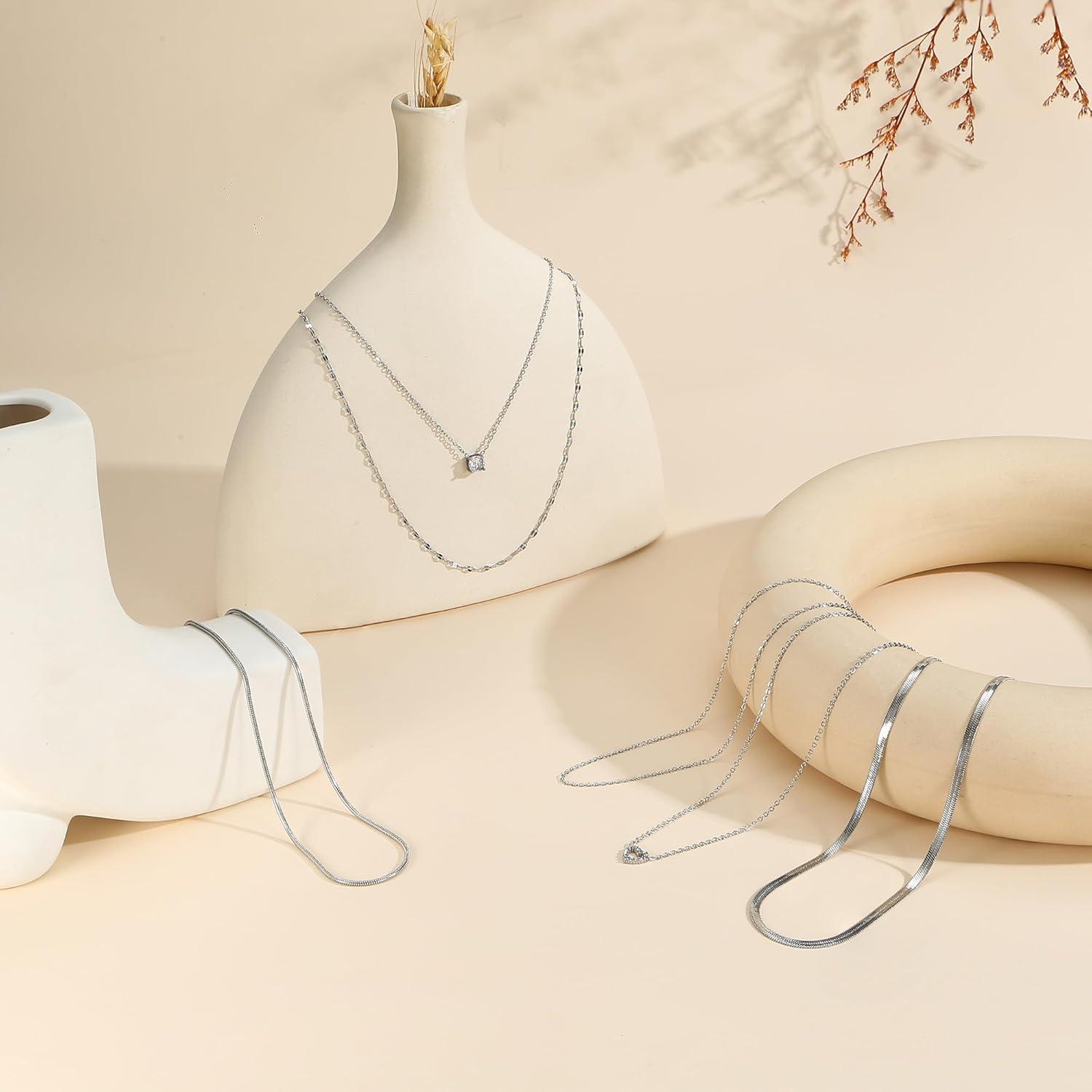 14K vergoldete Schlangenkette Choker Set Damen 6 Stück Gold Halskette