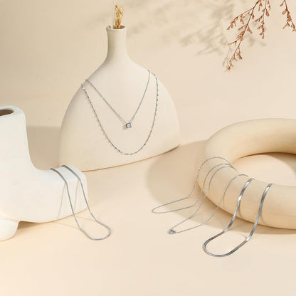 14K vergoldete Schlangenkette Choker Set Damen 6 Stück Gold Halskette