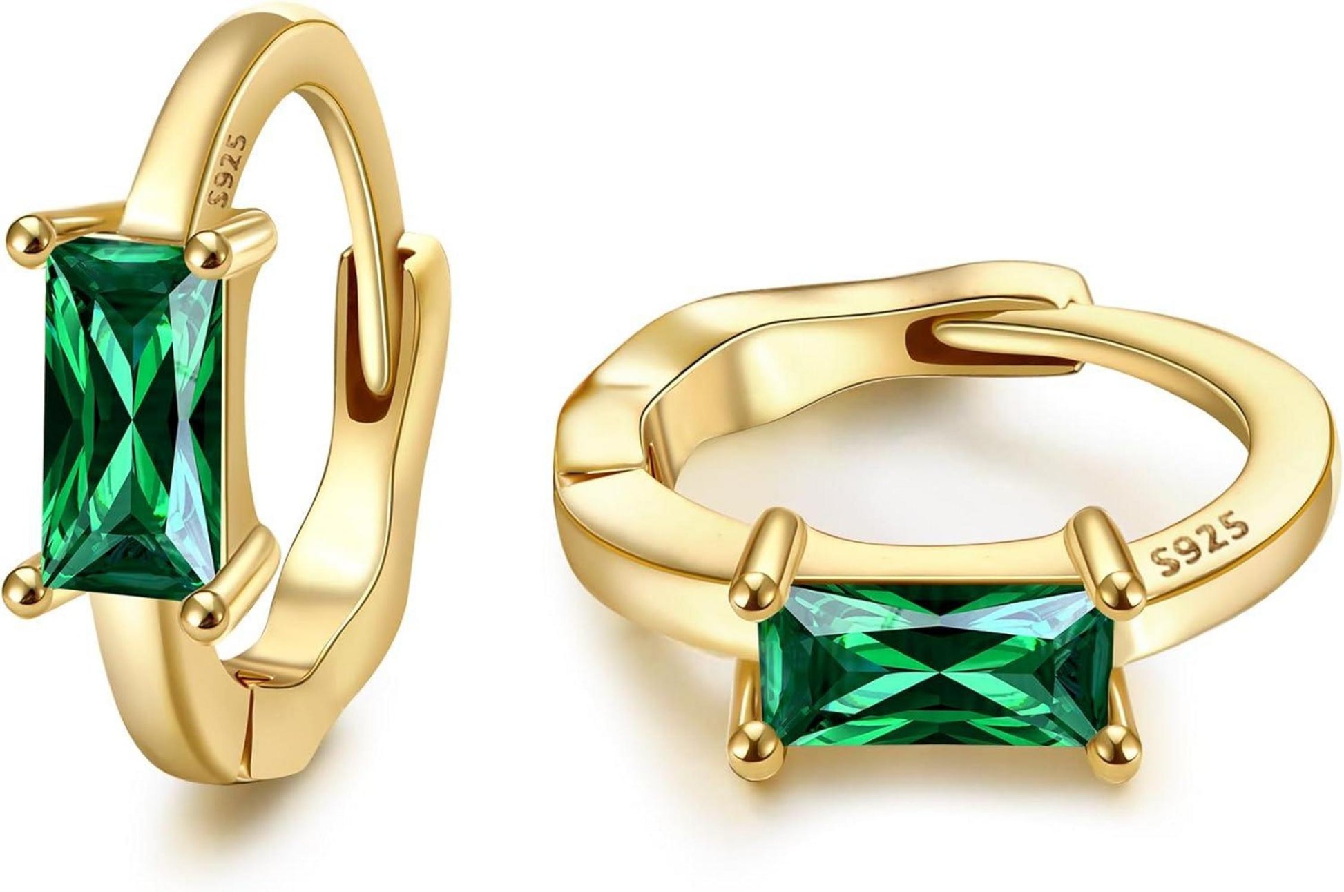 Goldene Creolen Ohrringe 925 Silber vergoldet Zirkonia hypoallergen