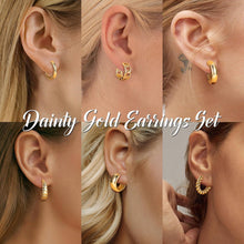 Goldene Creolen Ohrringe Set 6 Paar Damen 14K Vergoldet