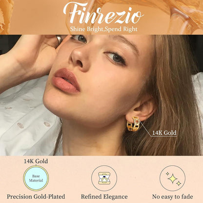 Goldene Creolen Ohrringe Set Damen 6 Paar 14K Vergoldet Chunky Hypoallergen