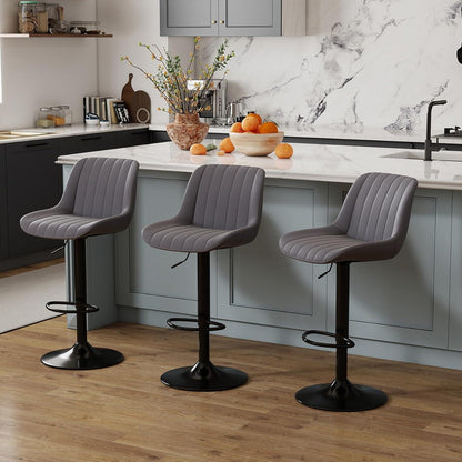 Drehbare Barhocker Set 3er – Höhenverstellbar, Dunkelgrau