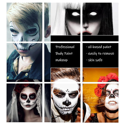 Halloween Gesicht Schminke Schwarz Weiß Set Bodypainting Farben