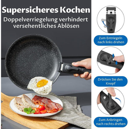 13-teiliges induktionsgeeignetes Pfannenset mit abnehmbaren