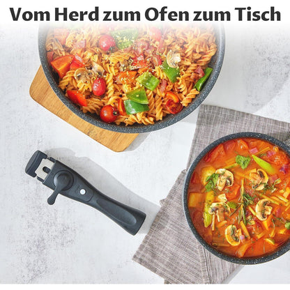 13-teiliges induktionsgeeignetes Pfannenset mit abnehmbaren