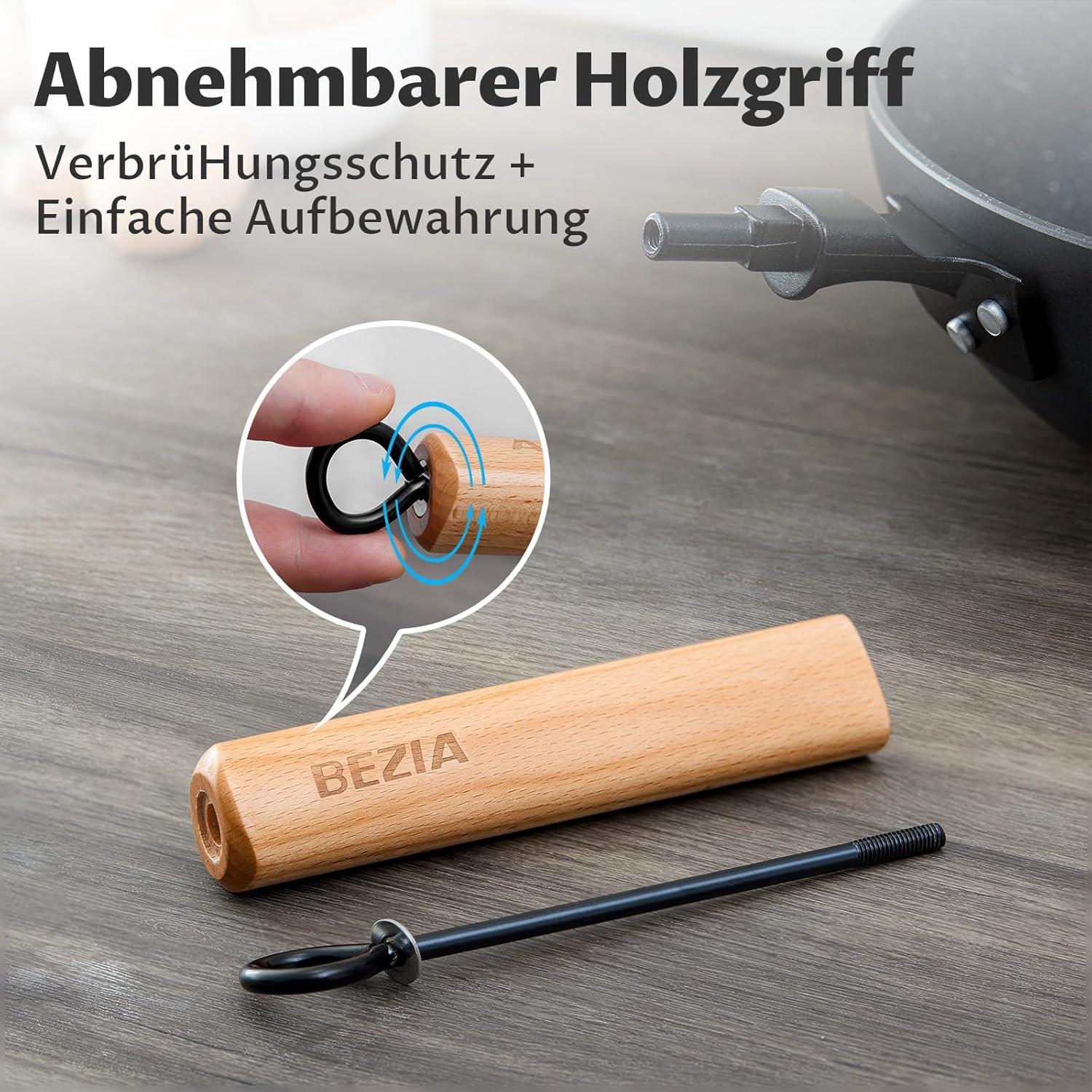 30-cm Induktions-Wokpfanne mit Granitbeschichtung und abnehmbarem Holzgriff