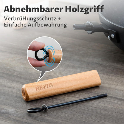 30-cm Induktions-Wokpfanne mit Granitbeschichtung und abnehmbarem Holzgriff
