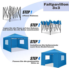 Pavillon 3x3 Wasserdicht Stabil Faltpavillon Pop Up