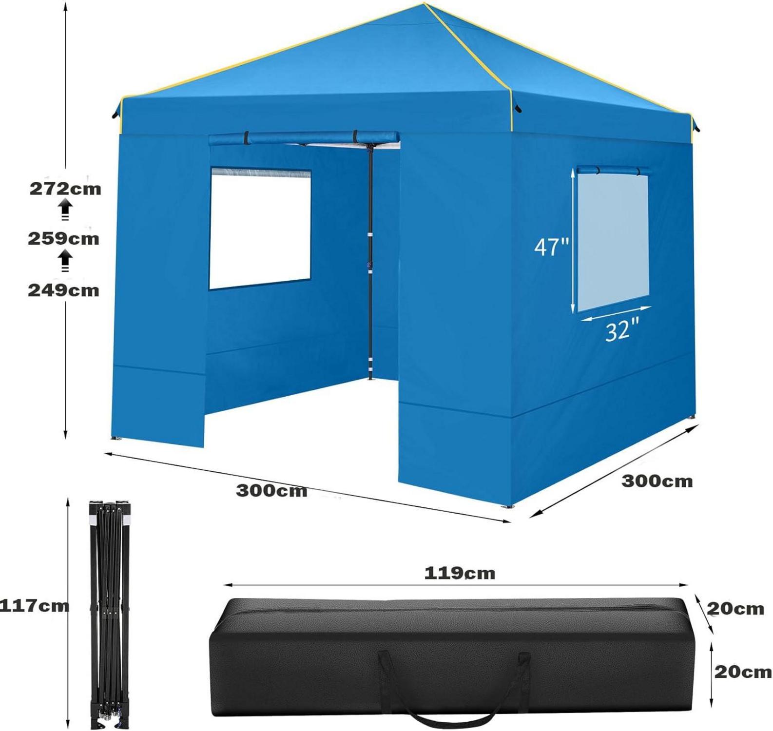 COBIZI Pavillon 3x3 Wasserdicht Stabil UV-Schutz 50+ Faltpavillon Blau