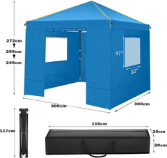 COBIZI Pavillon 3x3 Wasserdicht Stabil UV-Schutz 50+ Faltpavillon Blau