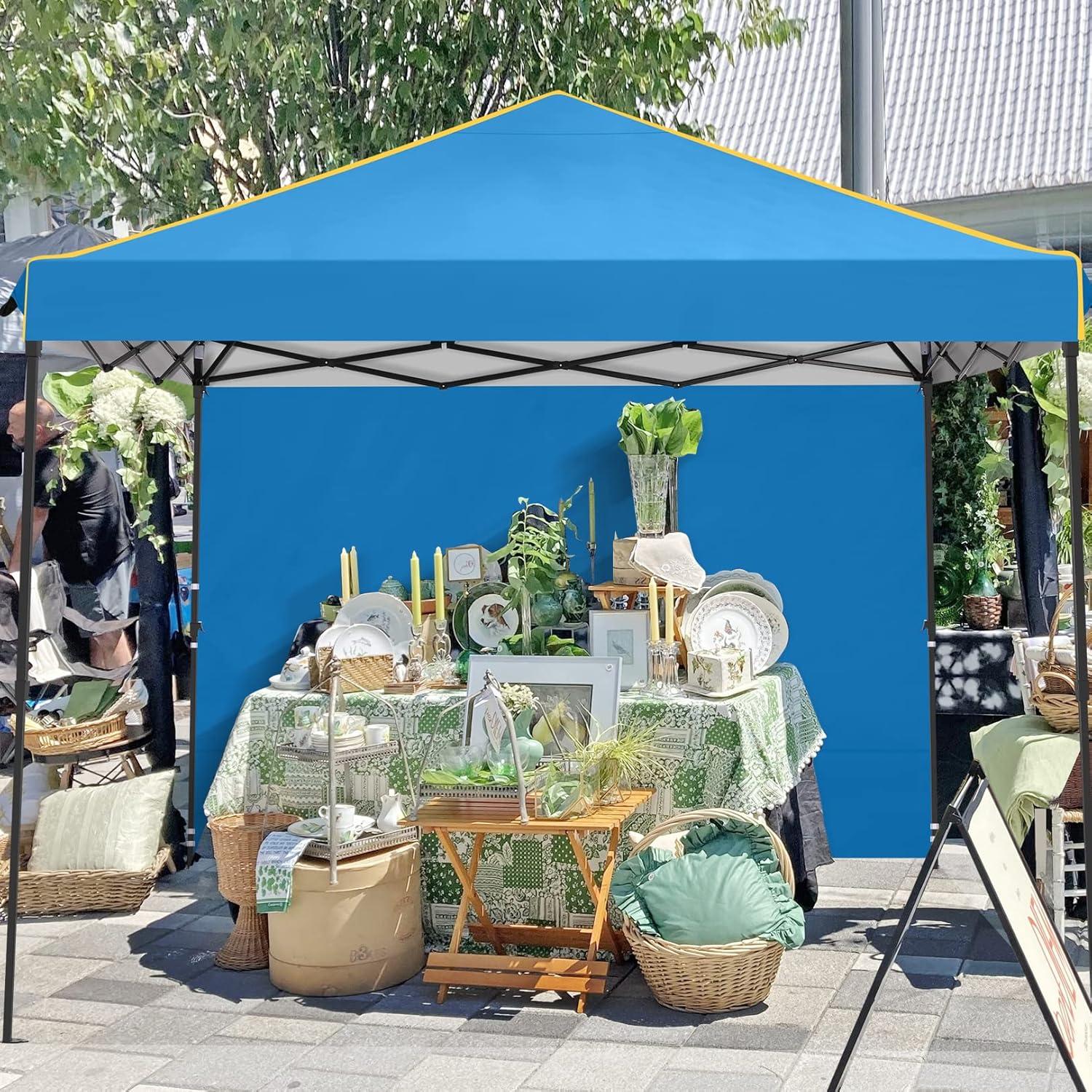 Pop Up Pavillon 3x3 Wasserdicht Stabil mit 4 Seitenteilen, Blau