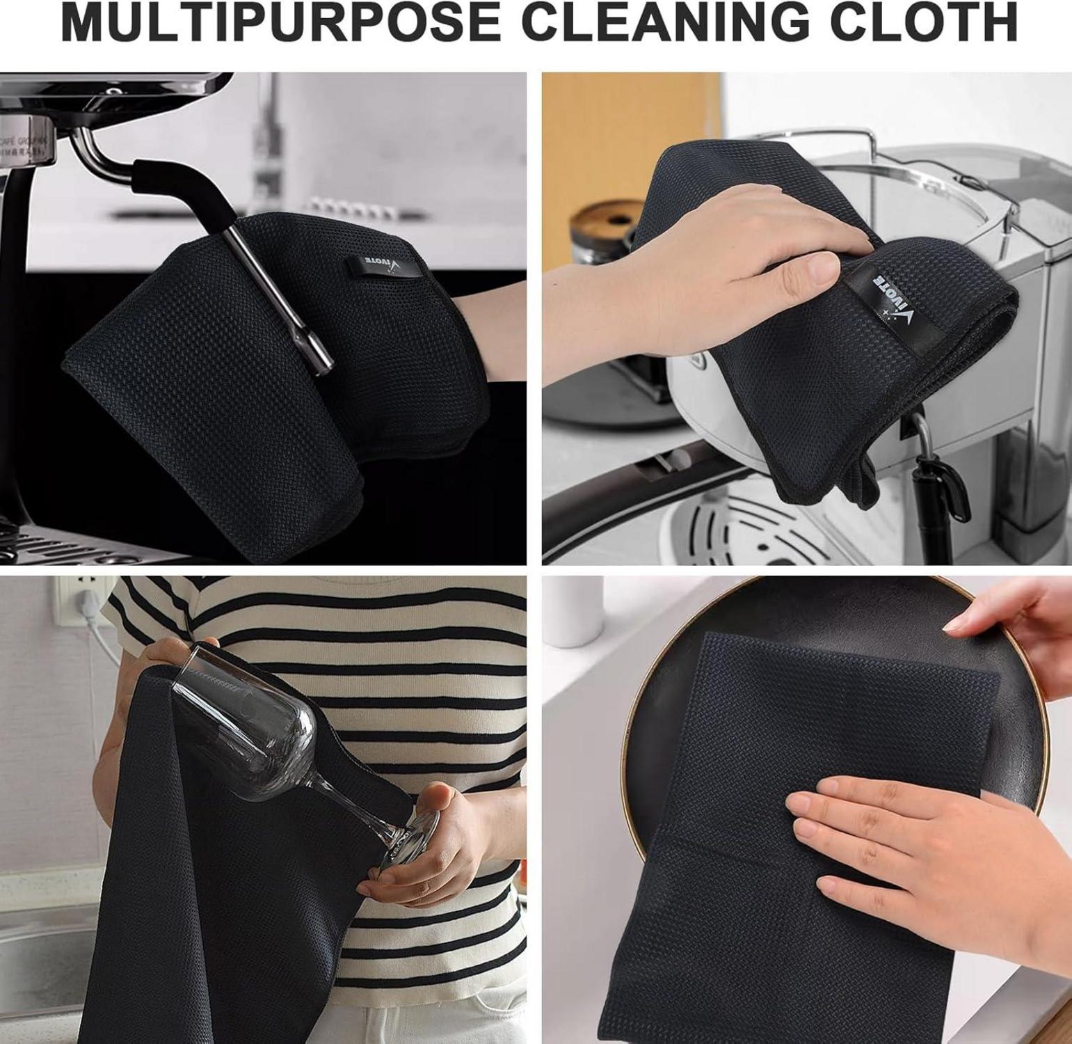 Mikrofaser Geschirrtücher Küche superweich saugfähig schnell trocknend Schwarz 50x70cm