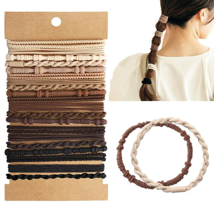 Boho Haargummi Set, 20er Pack Elastische Geflochtene Haarbänder