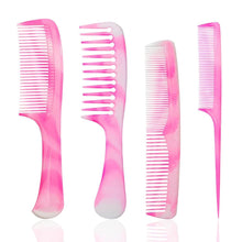 4er Set rosa Haarkamm mit breiten und feinen Zähnen