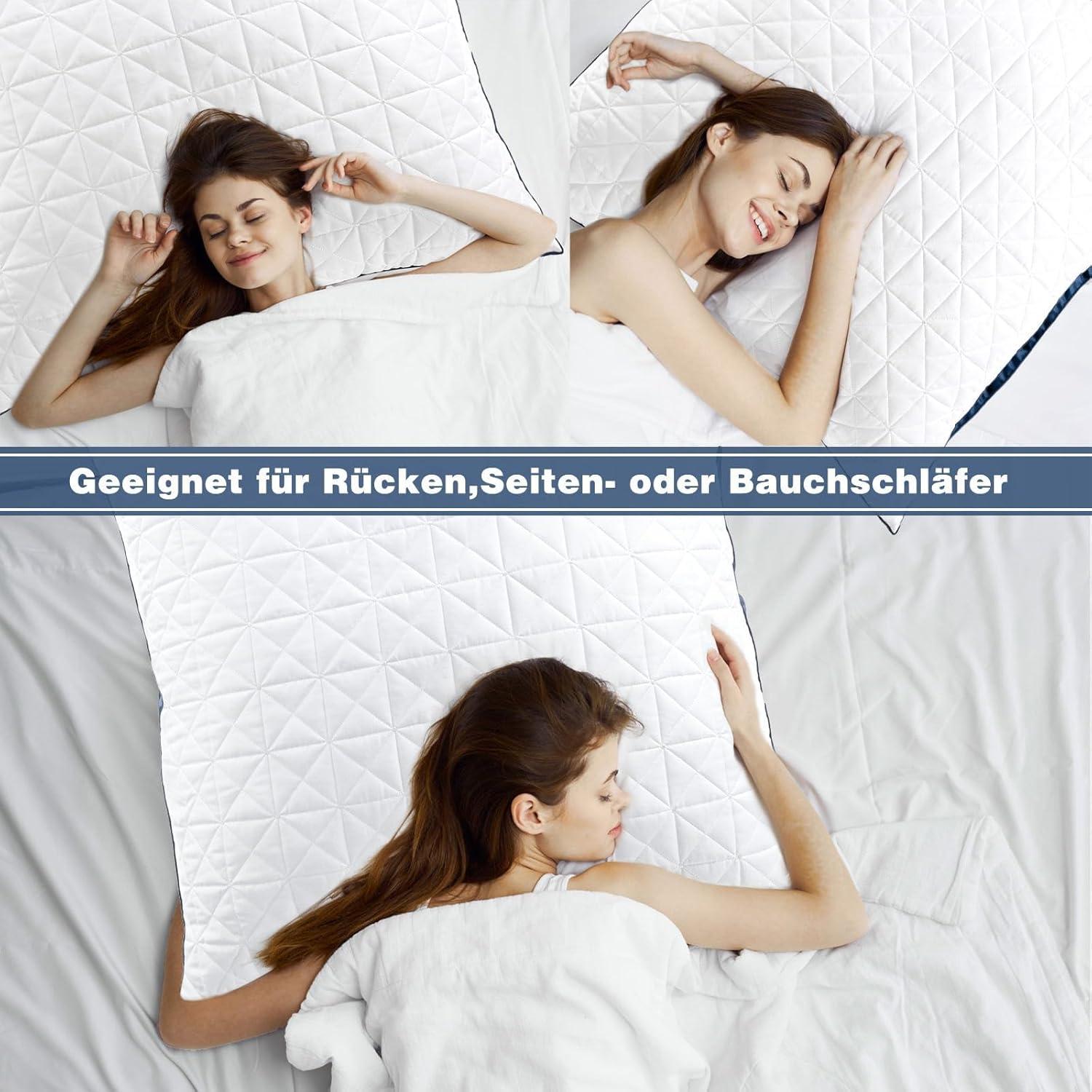 Orthopädisches Seitenschläferkissen 80x80 cm 2er Set Marineblau